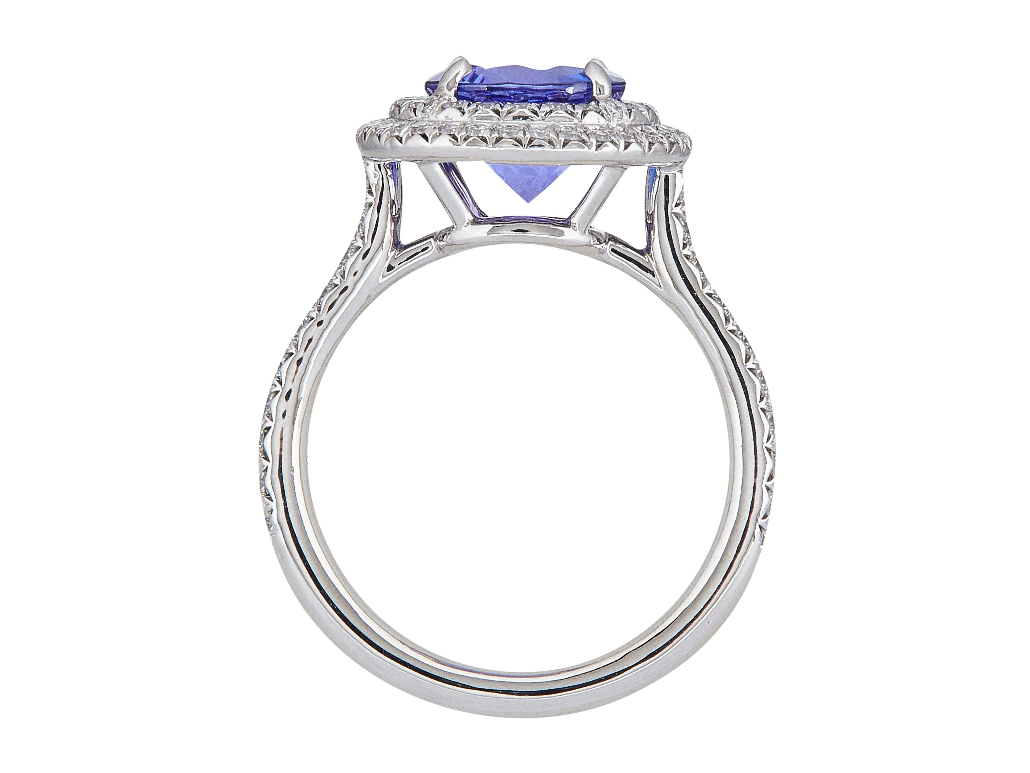 Tiffany & Co. Soleste Platinum Tanzanite Diamond Ring In Excellent Condition For Sale In New York, NY