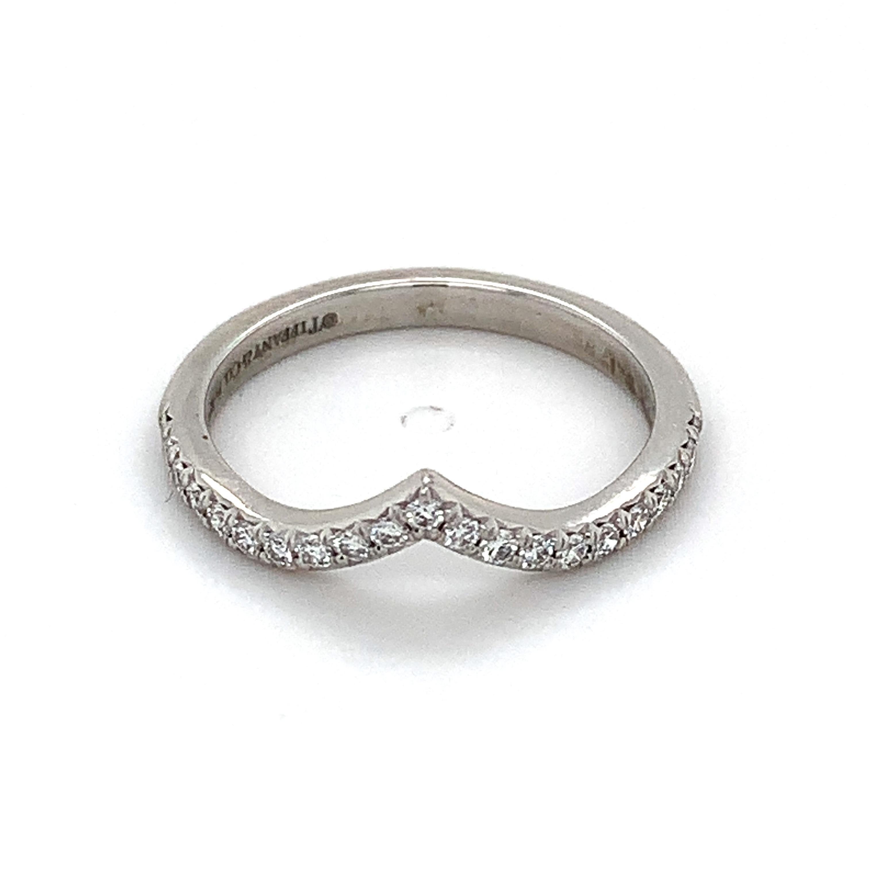 Taille ronde Tiffany & Co. Soleste, bague V avec diamant blanc rond MSRP 2550 $