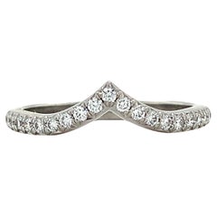Tiffany & Co. Soleste Platinum V Ring with Round White Diamond MSRP $2550