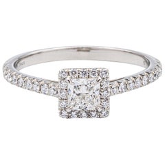Tiffany & Co. "Soleste" Princess Cut 0.61 Carat Total Weight FVVS2 Ring