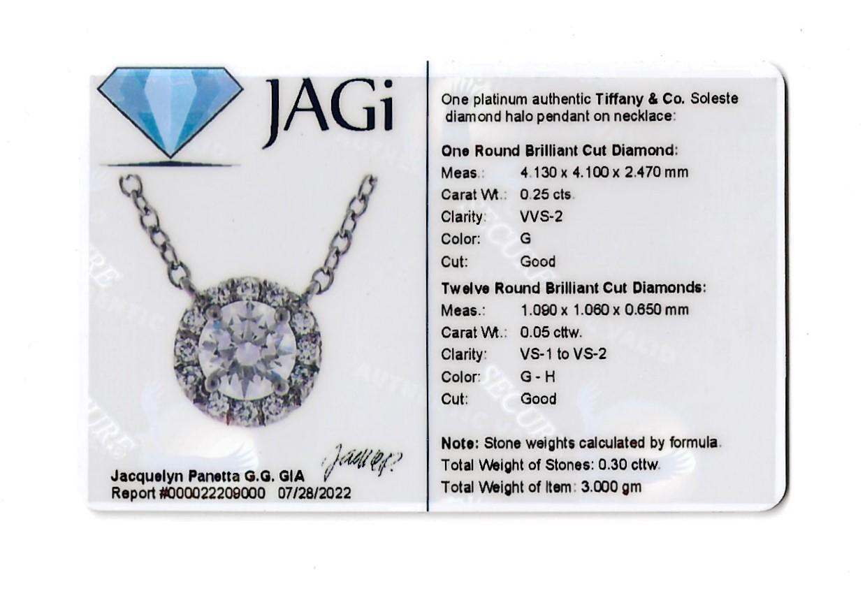Tiffany & Co. Soleste Round .30 Carats Diamonds Halo Platinum Pendant Necklace  For Sale 5
