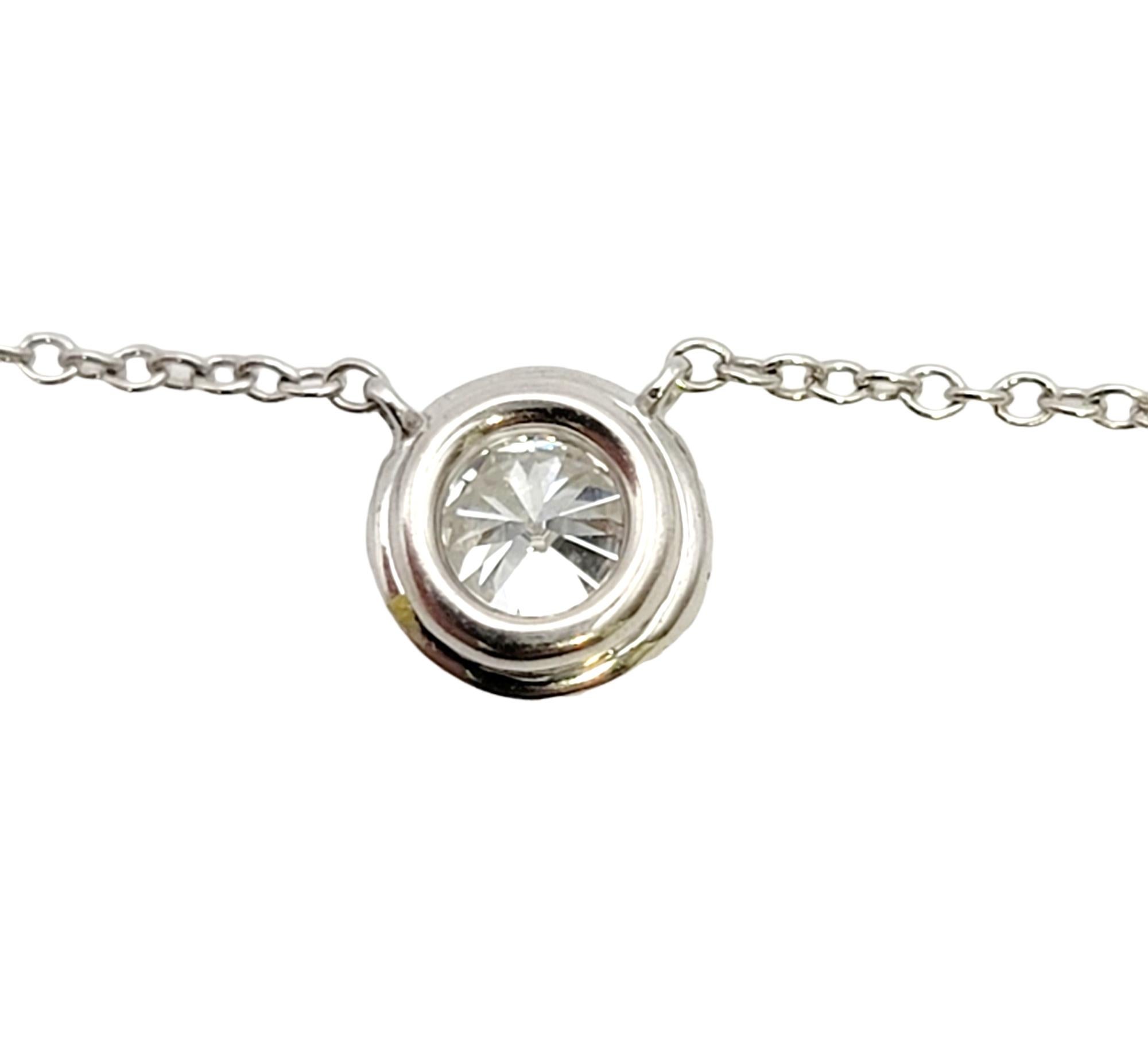 Round Cut Tiffany & Co. Soleste Round .30 Carats Diamonds Halo Platinum Pendant Necklace  For Sale