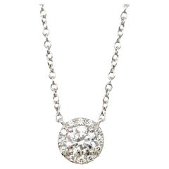 Tiffany & Co. Soleste Round .30 Carats Diamonds Halo Platinum Pendant Necklace 