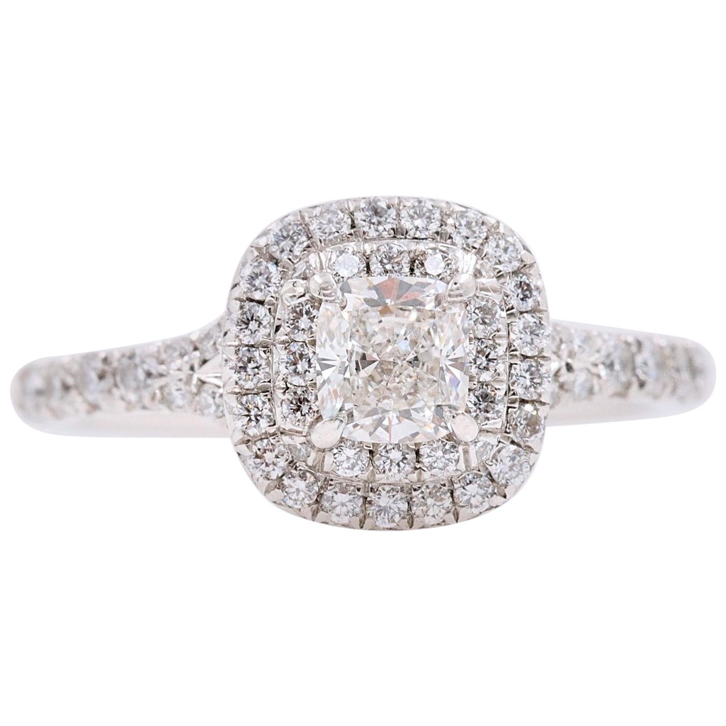 Tiffany & Co. Soleste Round Diamond 0.64 Carat Ring in Platinum Papers