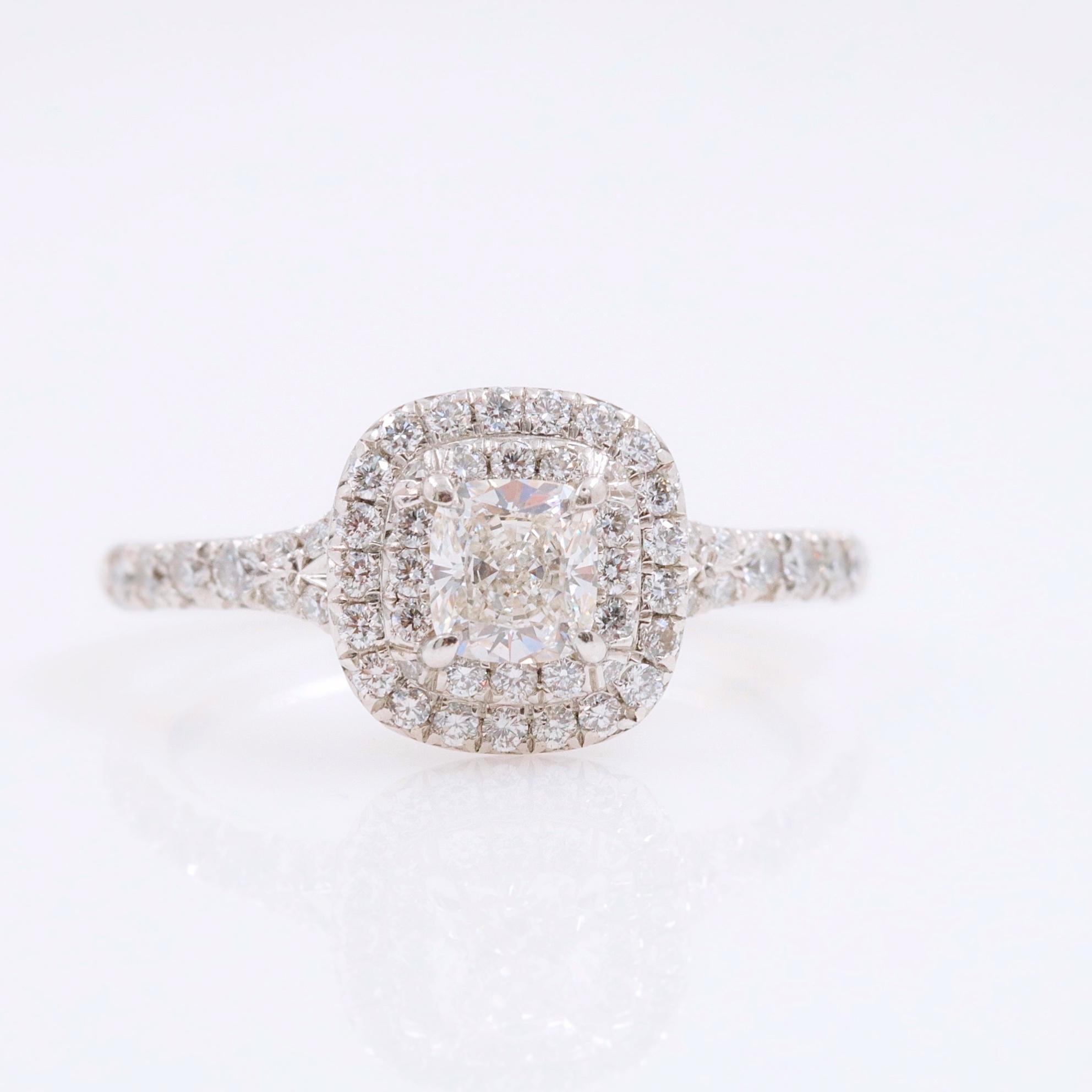 Tiffany & Co. Soleste Round Diamond 0.64 Carat Ring in Platinum Papers (Kissenschliff)