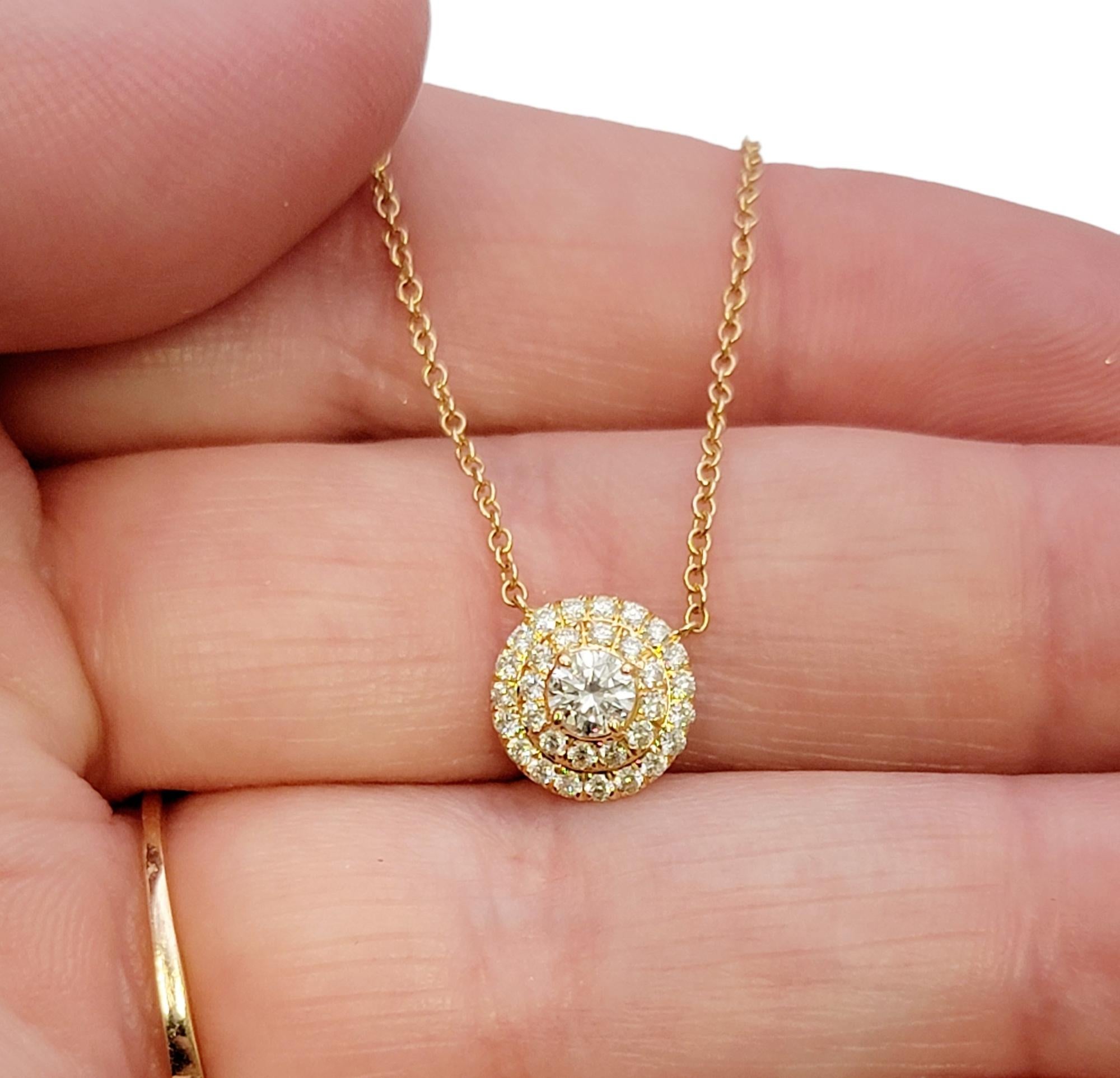 Tiffany & Co. Soleste Round Diamond Halo 18 Karat Rose Gold Pendant Necklace For Sale 1