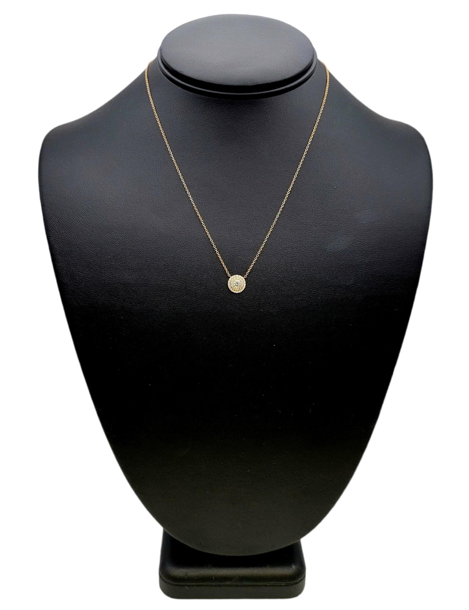 Tiffany & Co. Soleste Round Diamond Halo 18 Karat Rose Gold Pendant Necklace For Sale 3