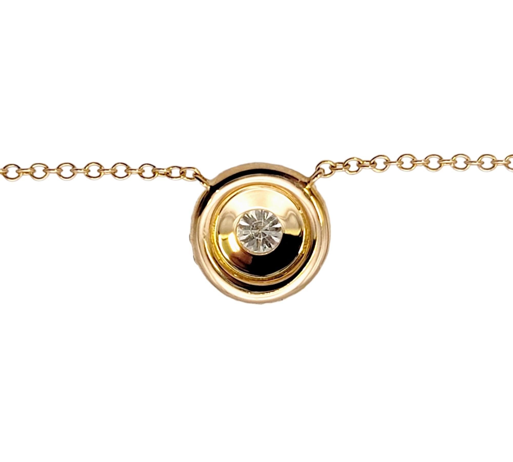 Round Cut Tiffany & Co. Soleste Round Diamond Halo 18 Karat Rose Gold Pendant Necklace For Sale