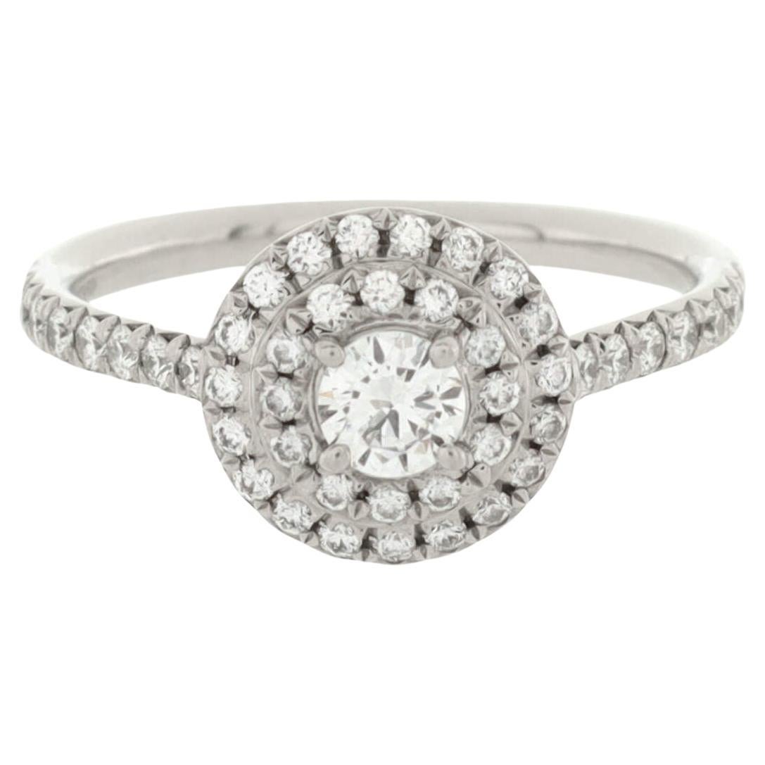 Tiffany & Co. Soleste Round Double Halo Ring Platinum with Diamonds For Sale