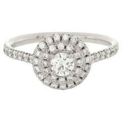 Tiffany & Co. Soleste Bague double halo rond en platine avec diamants