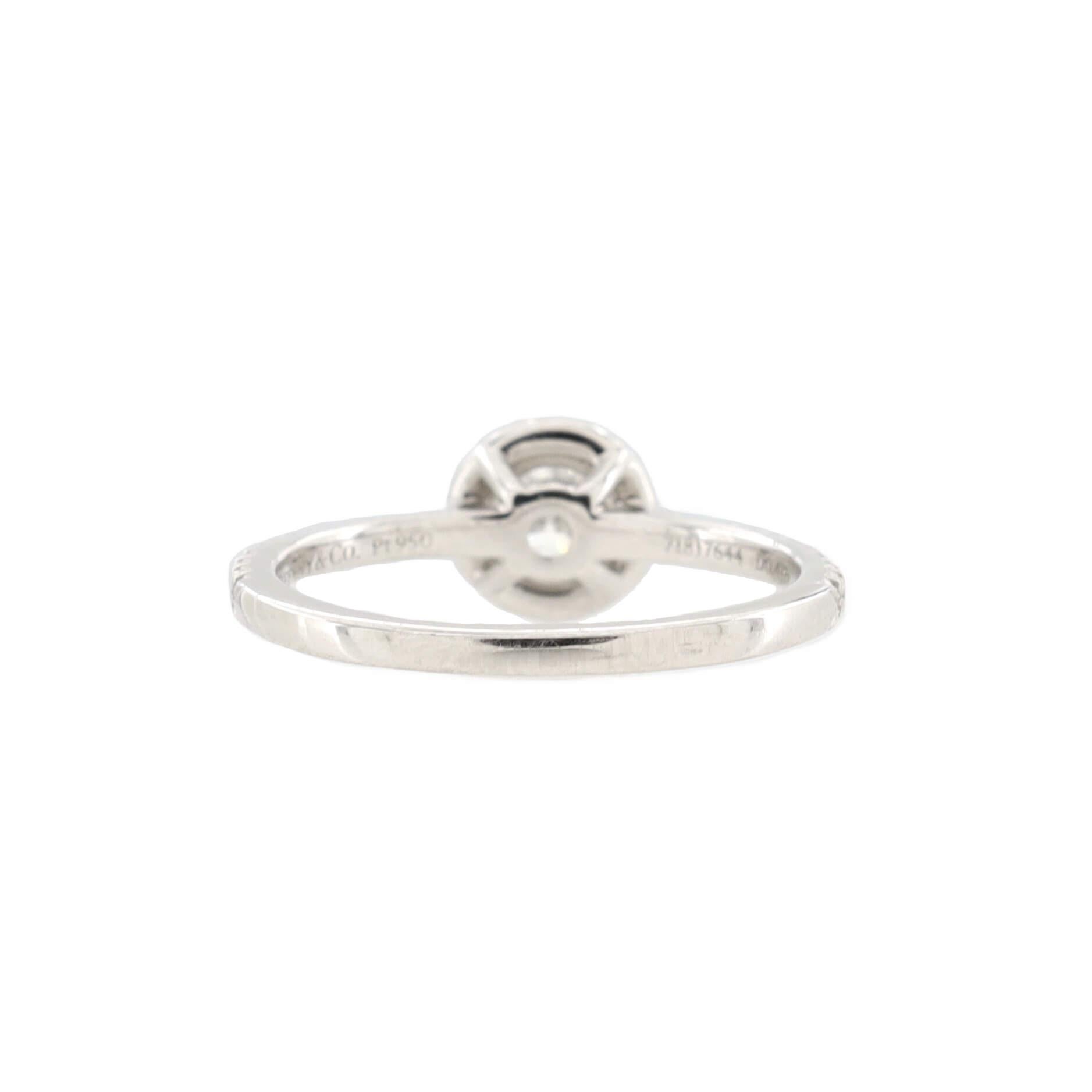Tiffany & Co. Soleste Round Single Halo Ring Platinum with RBC Diamond H/ In Good Condition In New York, NY