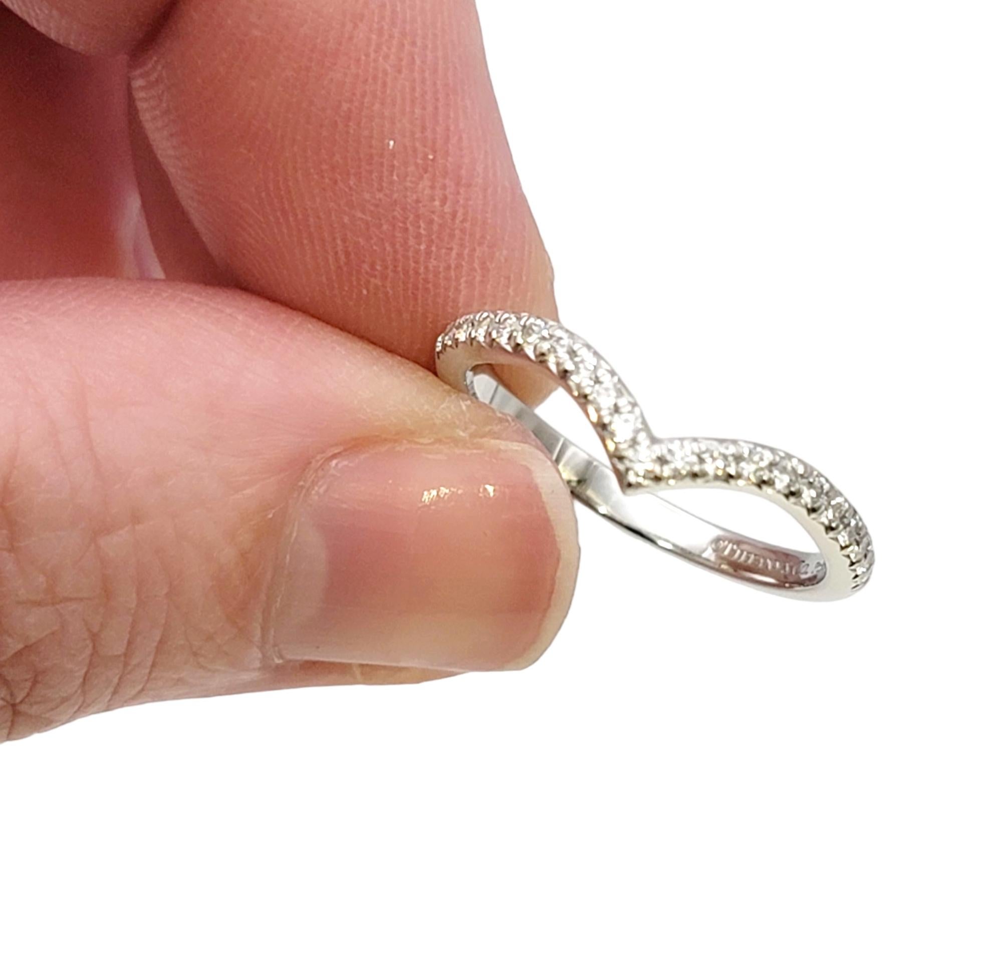 Tiffany & Co. Soleste Semi- Eternity Diamond 'v' Band Ring in Polished Platinum For Sale 2