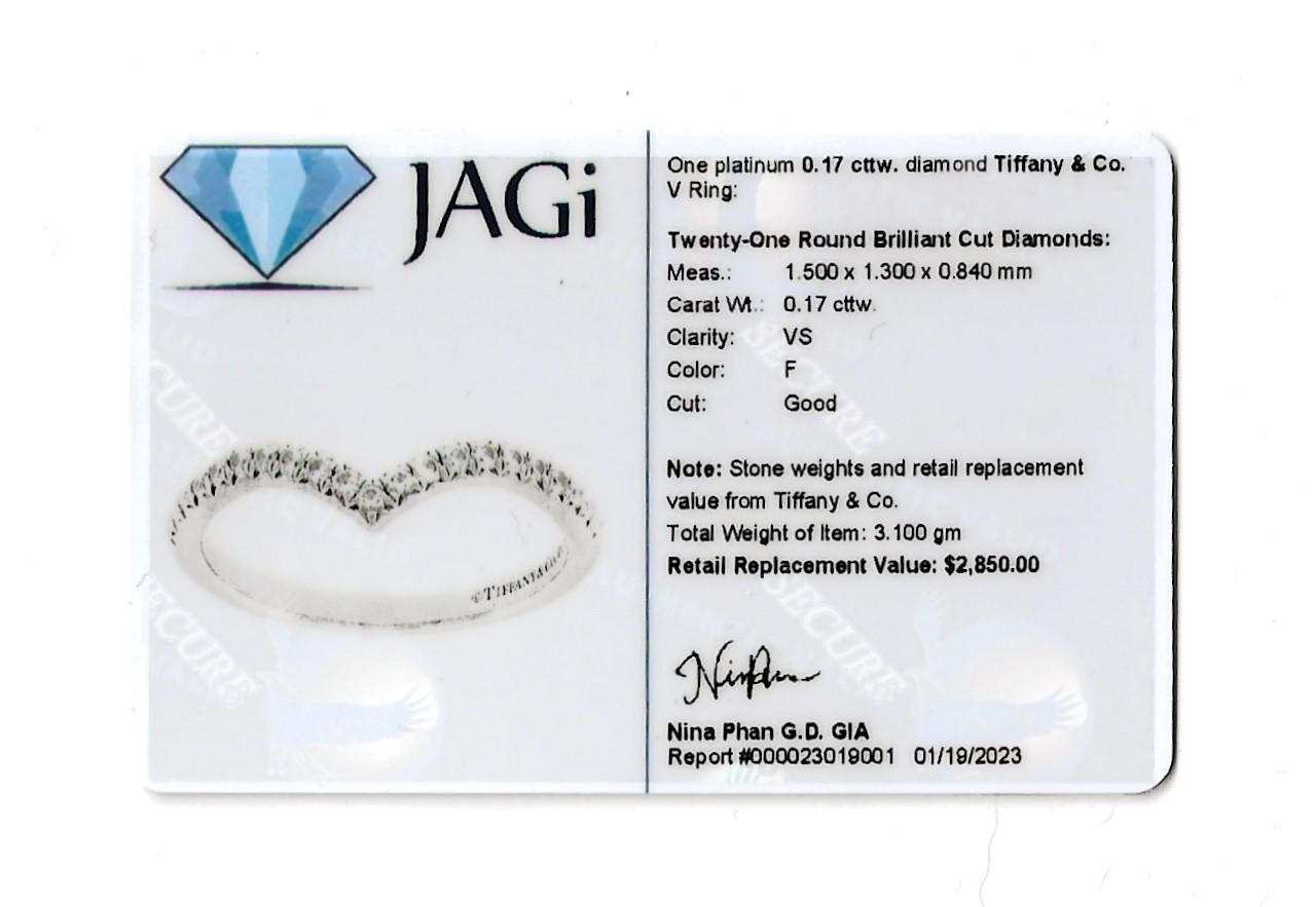 Tiffany & Co. Soleste Semi- Eternity Diamond 'v' Band Ring in Polished Platinum For Sale 8