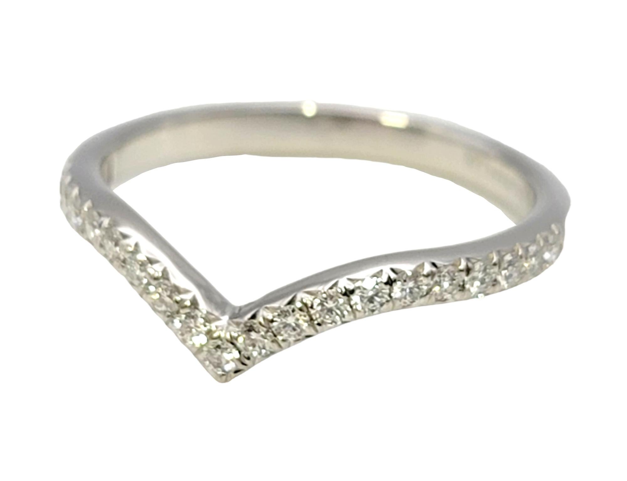 Contemporary Tiffany & Co. Soleste Semi- Eternity Diamond 'v' Band Ring in Polished Platinum For Sale