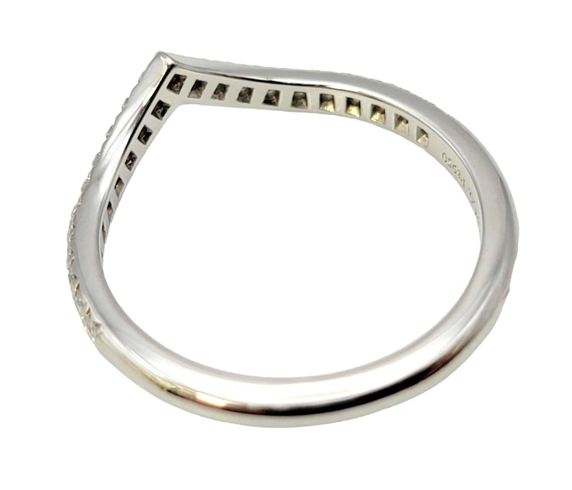Round Cut Tiffany & Co. Soleste Semi- Eternity Diamond 'v' Band Ring in Polished Platinum For Sale