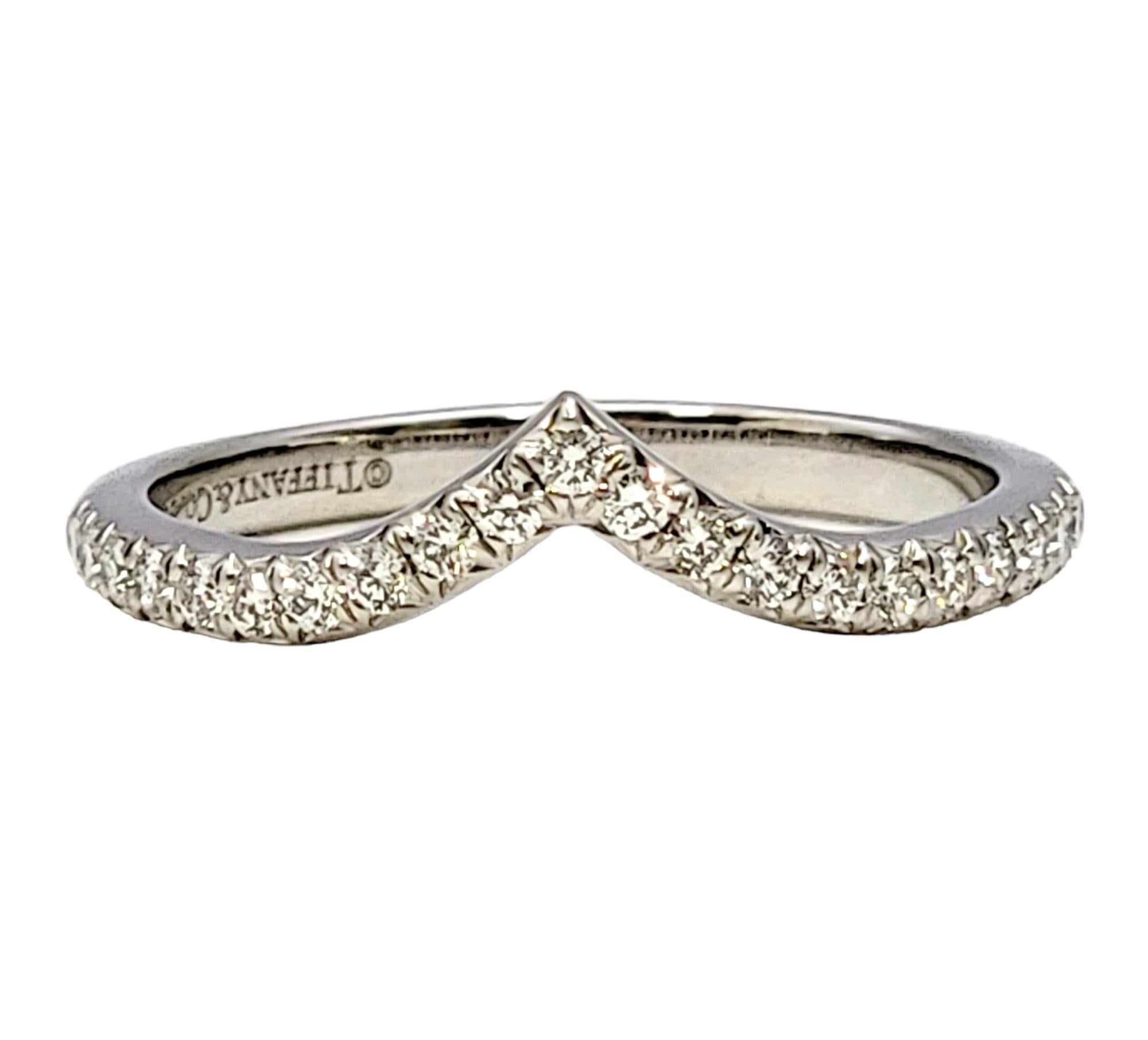 Women's Tiffany & Co. Soleste Semi- Eternity Diamond 'v' Band Ring in Polished Platinum For Sale