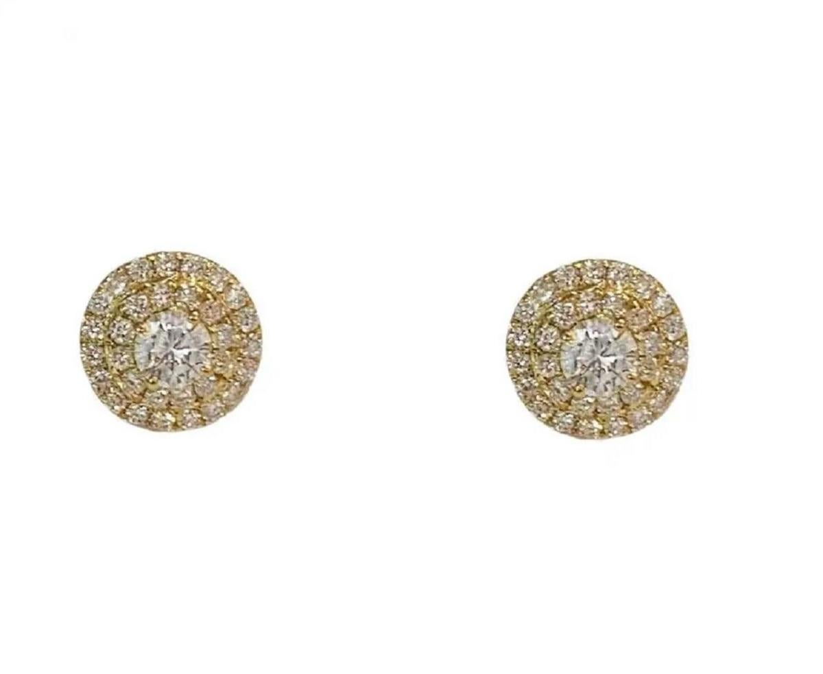 Taille ronde Tiffany & Co. Soleste Clous d'oreilles en or jaune 18 carats et diamants en vente