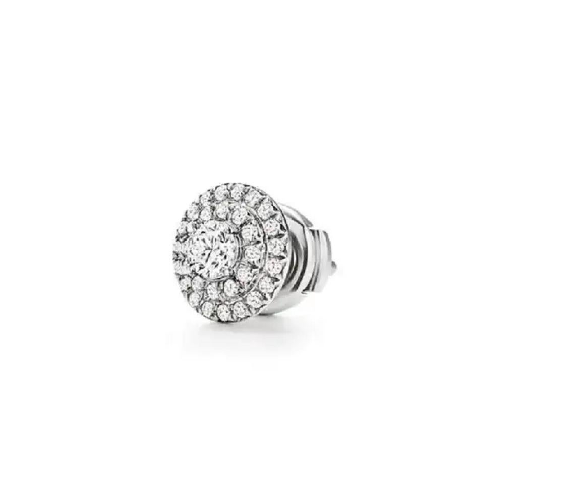 Round Cut Tiffany & Co. Soleste Stud Diamonds Earrings in Platinum For Sale