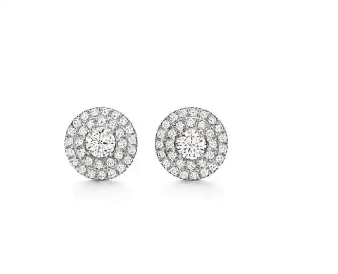 Tiffany & Co. Soleste Stud Diamonds Earrings in Platinum In Excellent Condition For Sale In New York, NY