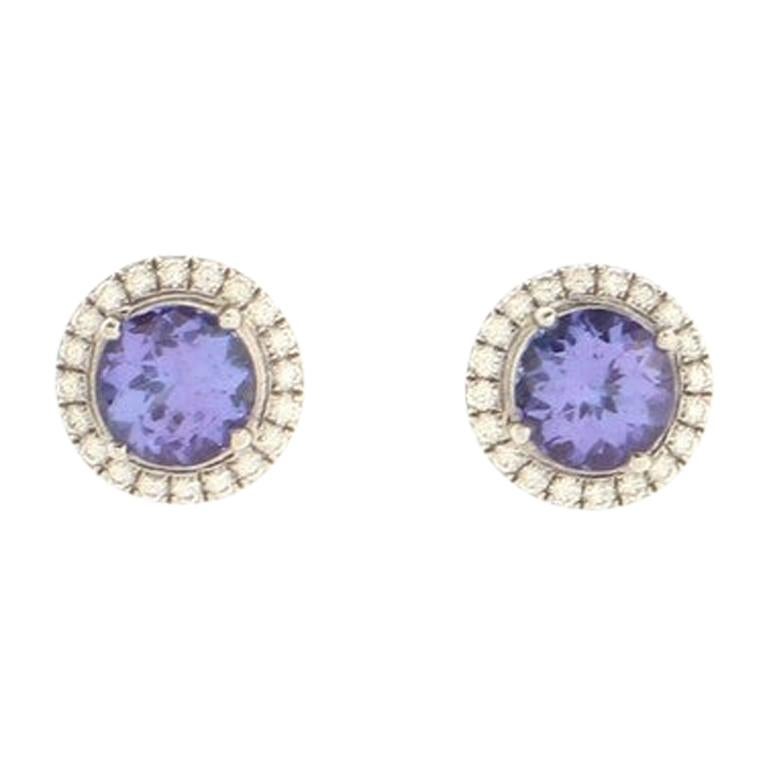 Tiffany & Co. Soleste Stud Earrings Platinum with Tanzanite and Diamonds