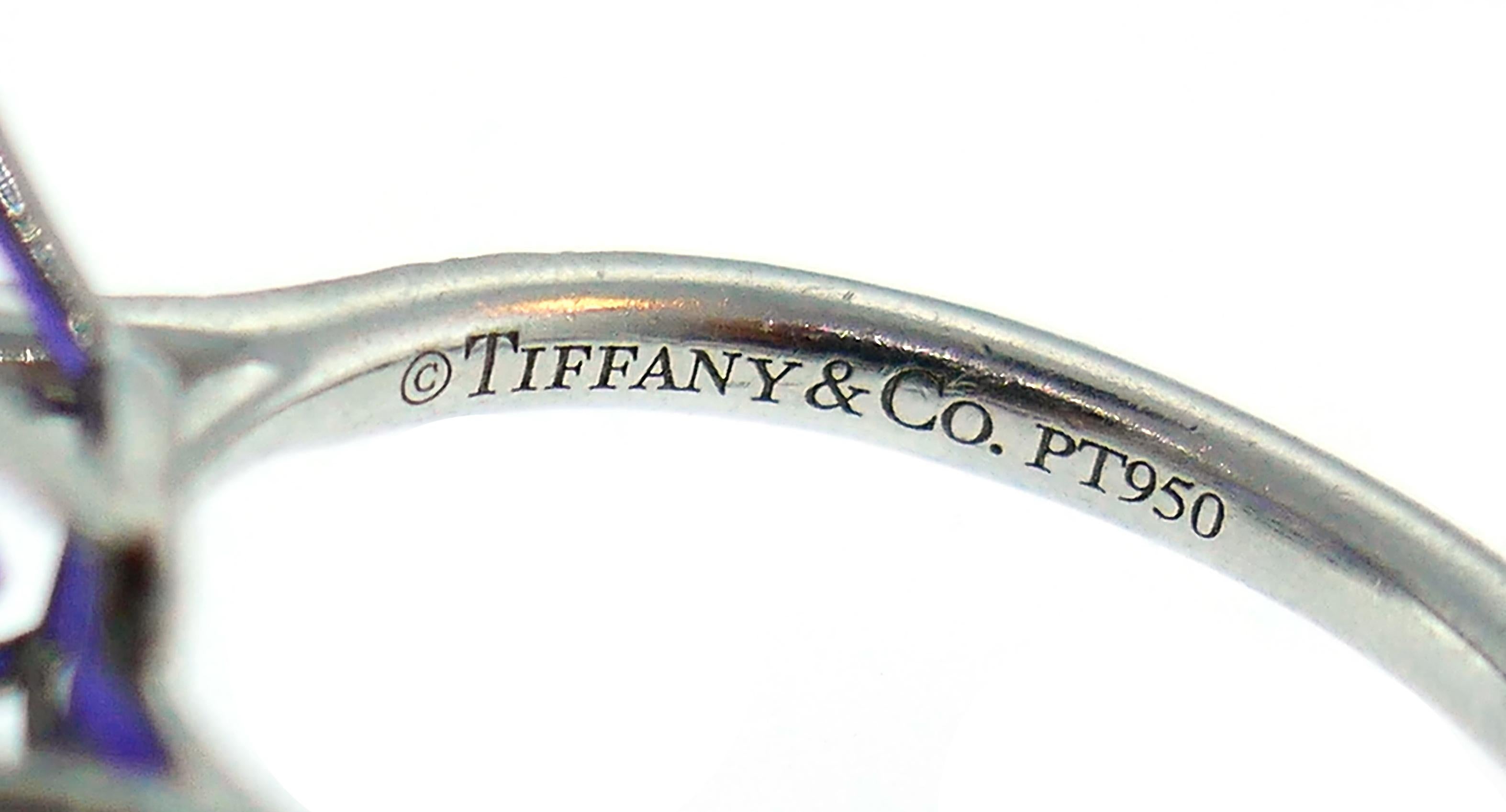 Cushion Cut Tiffany & Co. Soleste Tanzanite Diamond Platinum Ring