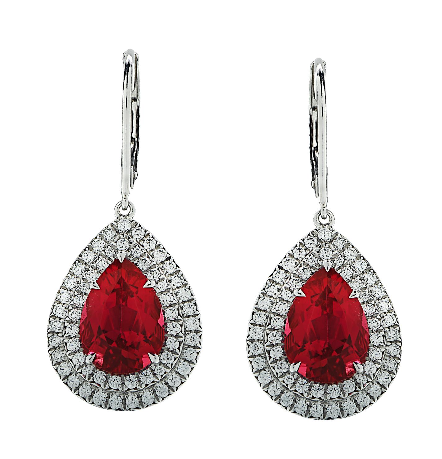 Pear Cut Tiffany & Co. Soleste Tourmaline & Diamond Dangle Earrings For Sale