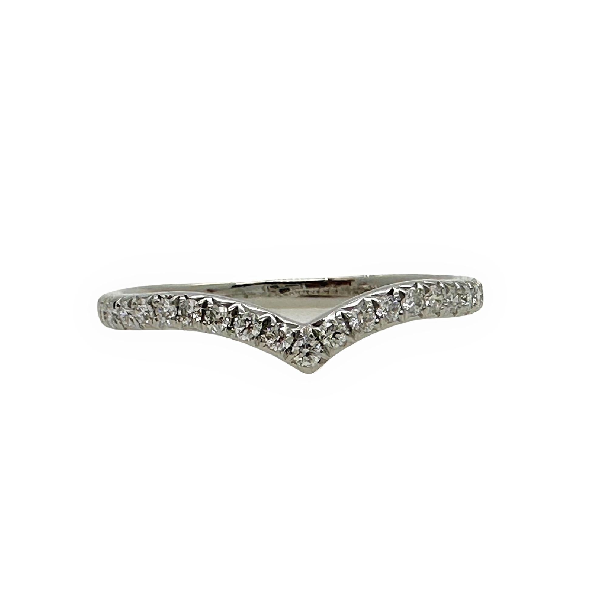 Round Cut Tiffany & Co. Soleste V Ring with Diamonds 0.17n tcw in Platinum Size 5