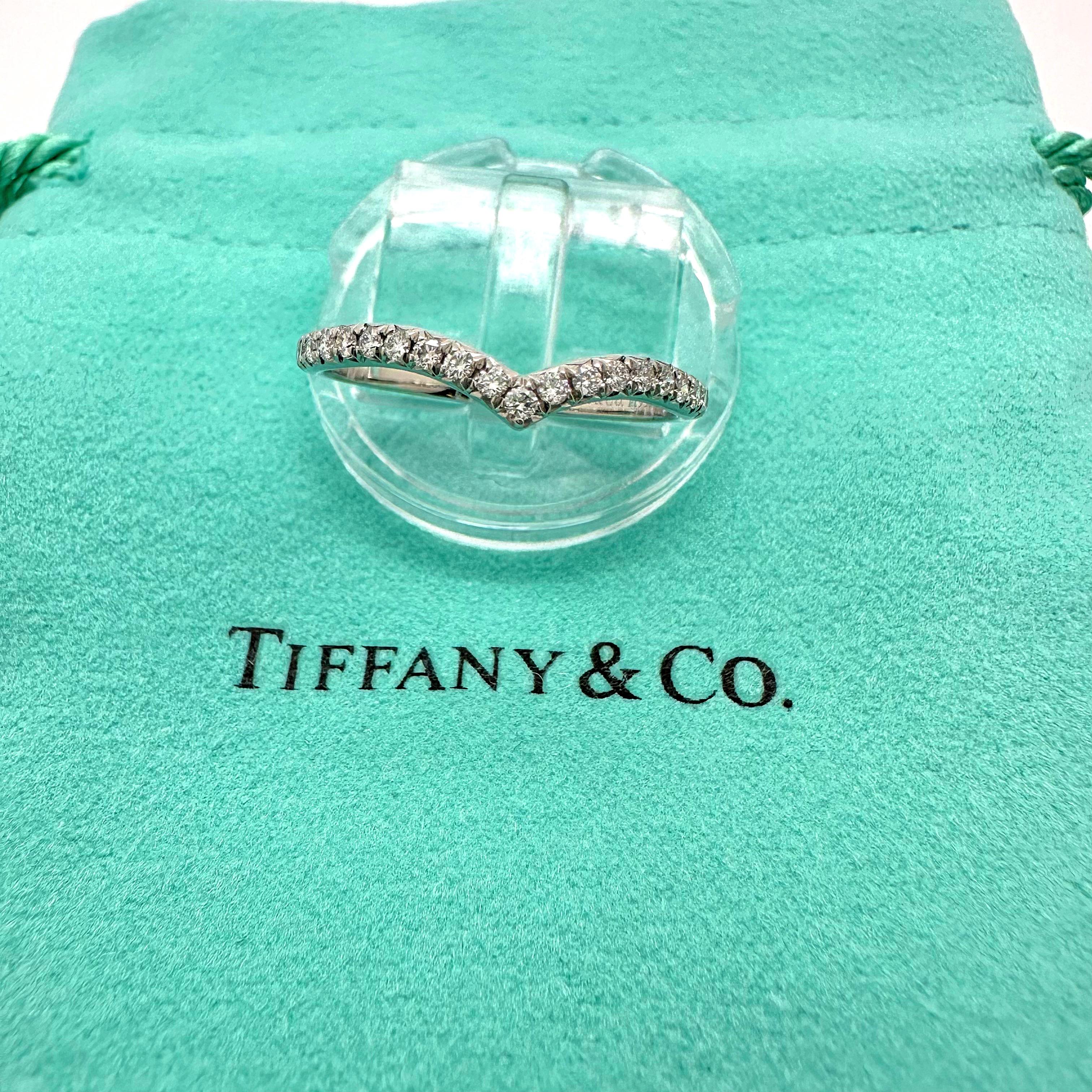 Tiffany & Co. Soleste V Ring with Diamonds 0.17n tcw in Platinum Size 5 1