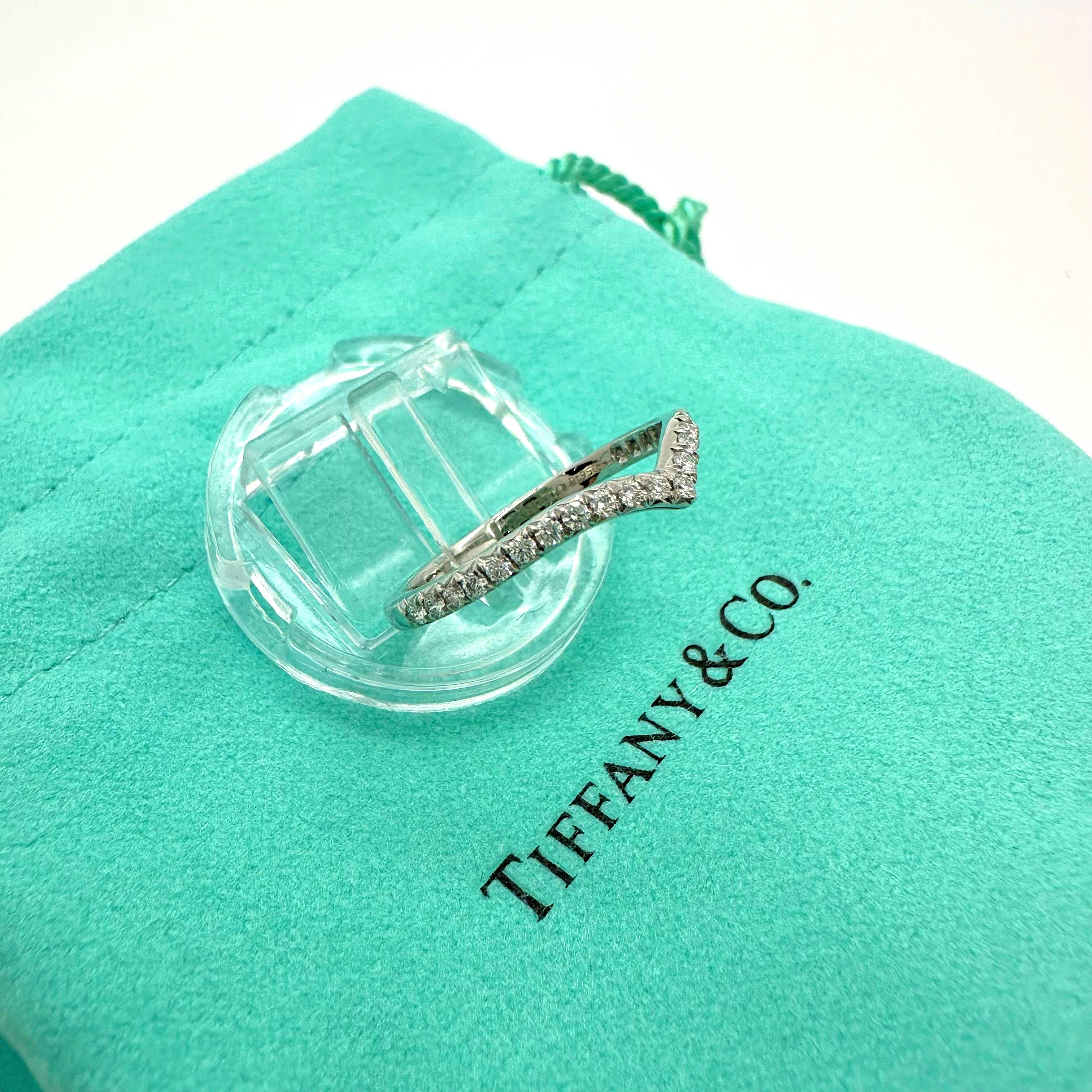Tiffany & Co. Soleste V Ring with Diamonds 0.17n tcw in Platinum Size 5 2