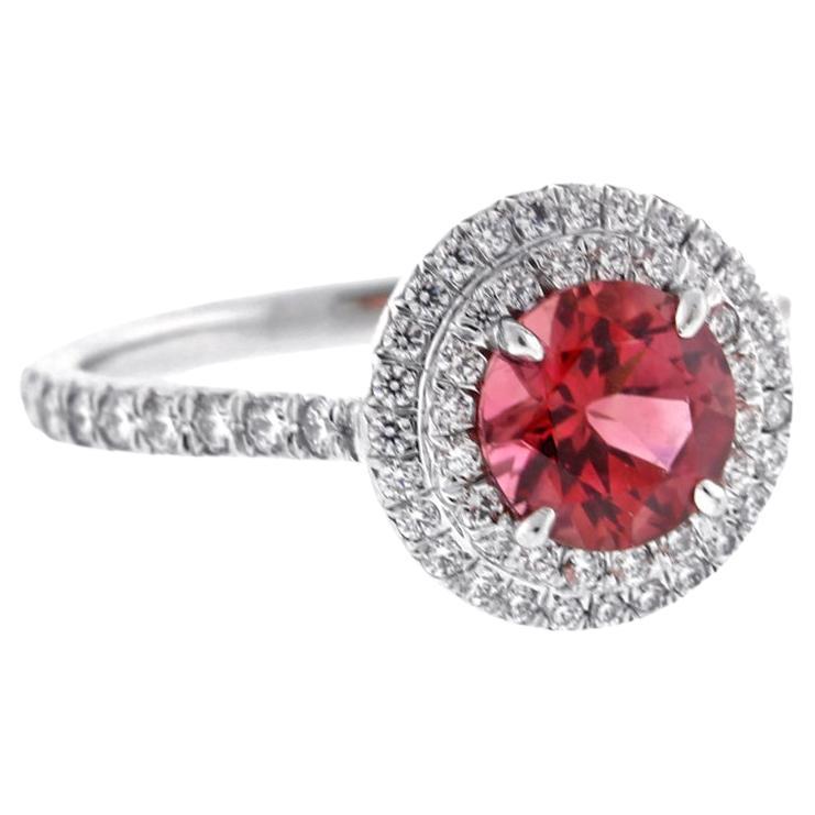 Tiffany & Co. Soleste Pink Tourmaline Double Diamond Halo Ring