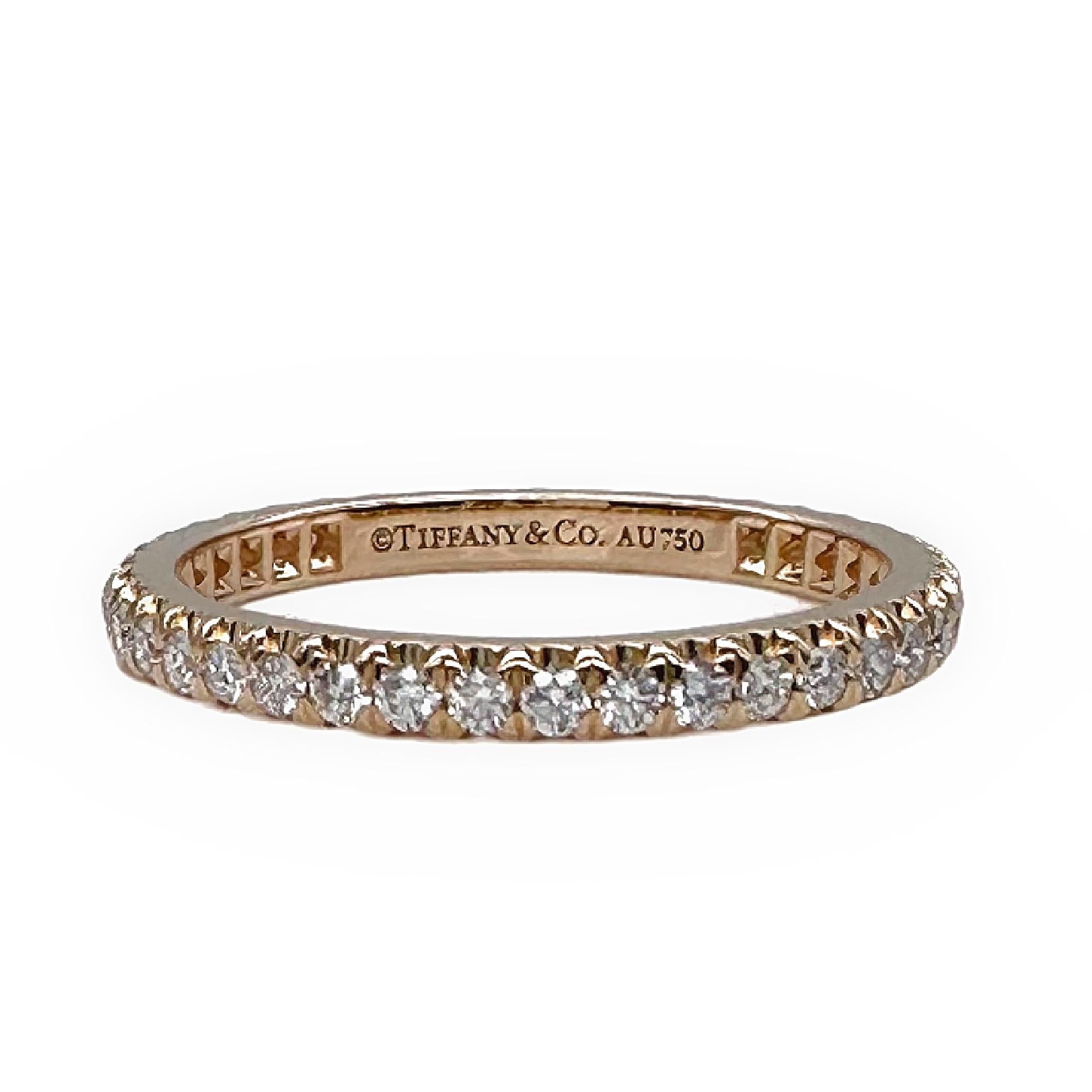 Tiffany & Co Solestes Rose Gold Voll Eternity Band Ring im Angebot 4