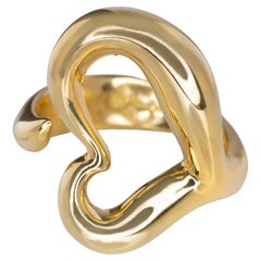 Tiffany & Co. Solid 18K Yellow Gold Elsa Peretti Open Heart Ring 10.70 Grams