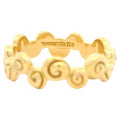Tiffany & Co. Solid 18k Yellow Gold Rosebud Spiral Eternity Band Ring Sz 7