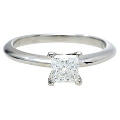 Tiffany & Co. Solitaire 0.53 ct Diamond Platinum Engagement Ring Size 50