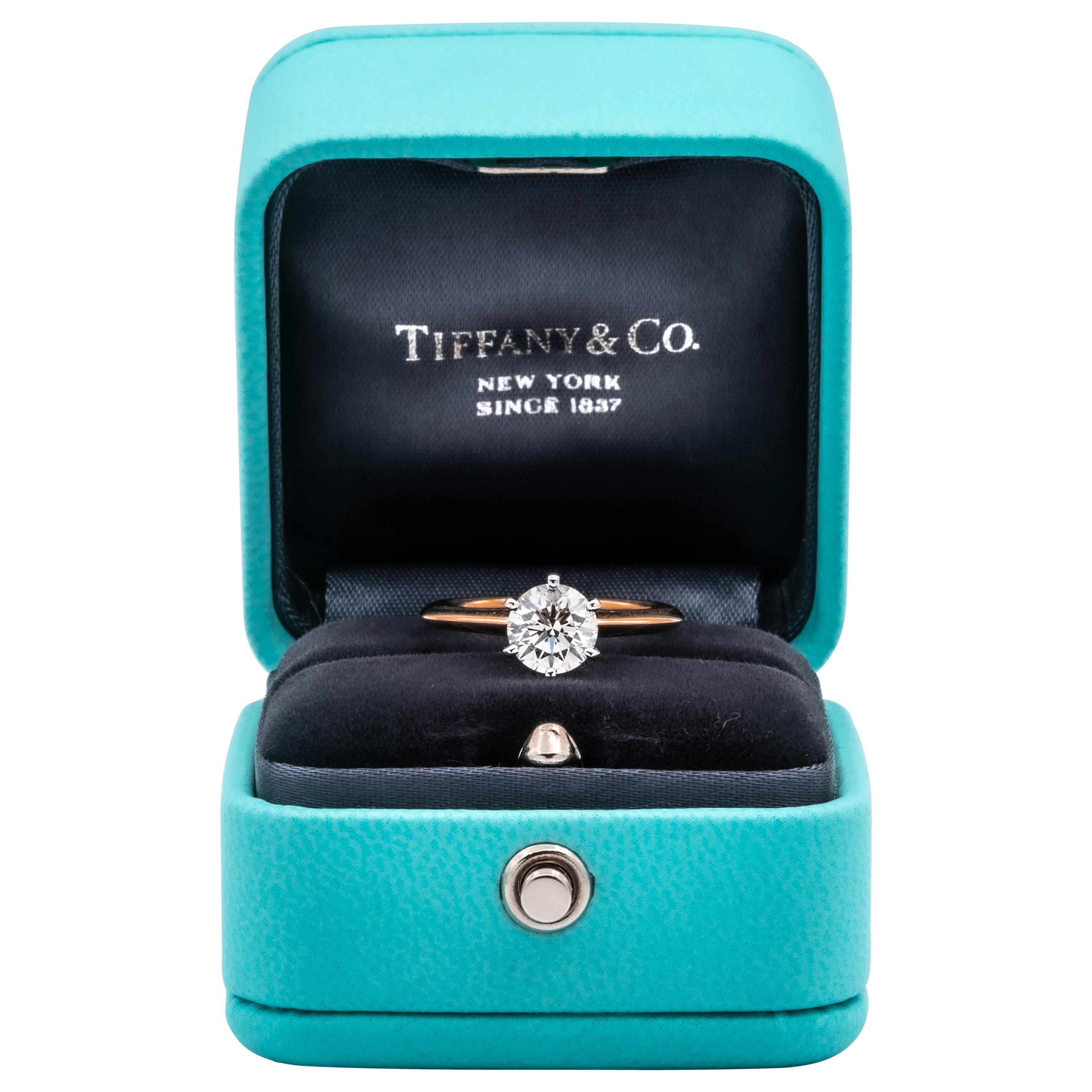 Tiffany & Co. Solitaire 1.14 Carat IVS2 Center in Platinum and 18 Karat Gold