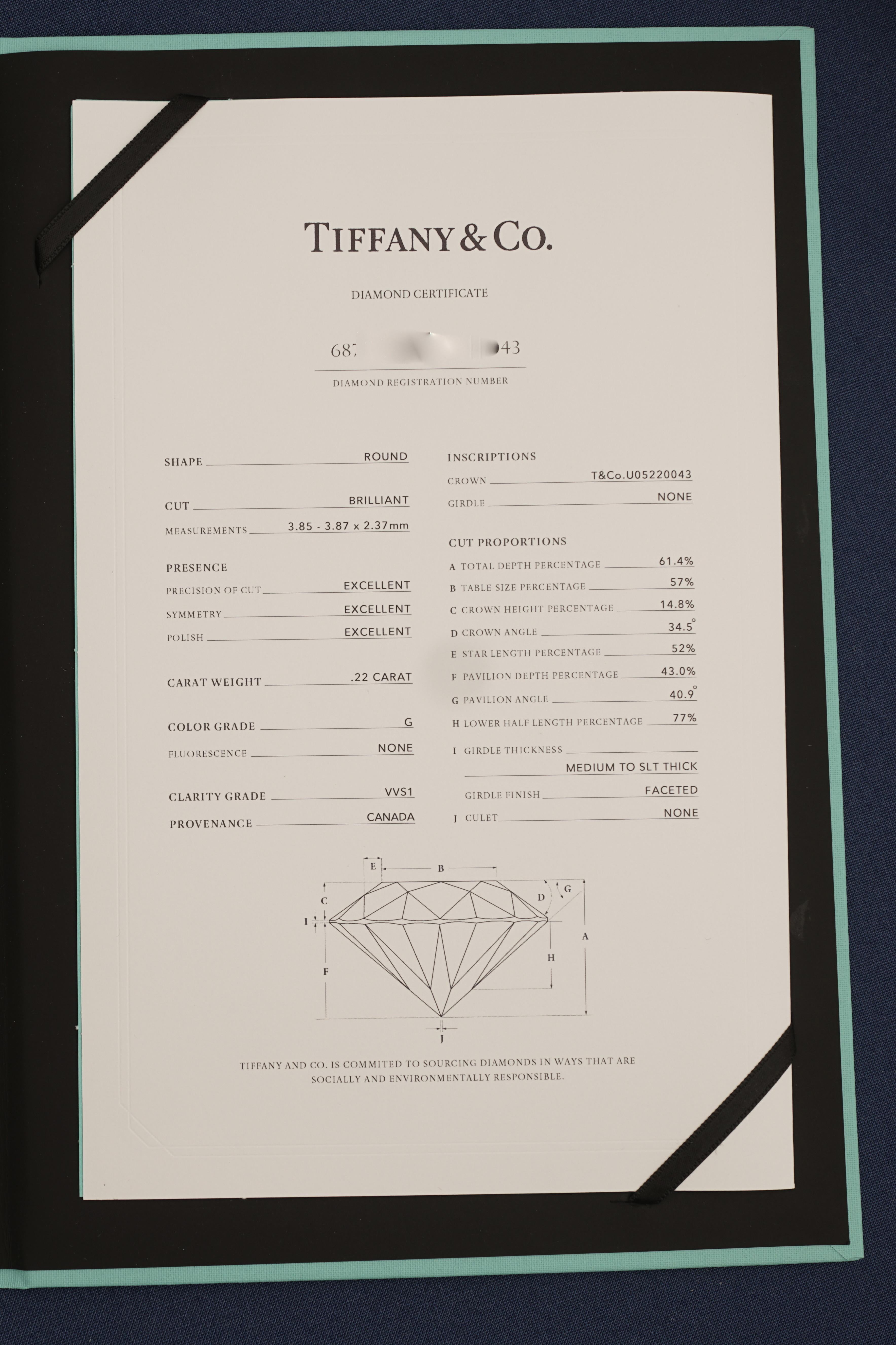 Tiffany & Co, Solitaire 18K Ping Gold 0.22 Carat G/VVS1 Diamond Necklace im Zustand „Hervorragend“ im Angebot in Paris, FR