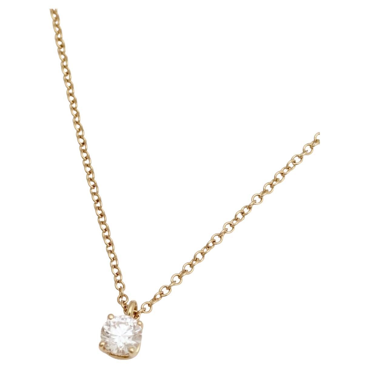Tiffany 
Co, Solitaire 18K Ping Gold 0.22 Carat G/VVS1 Diamond Necklace im Angebot