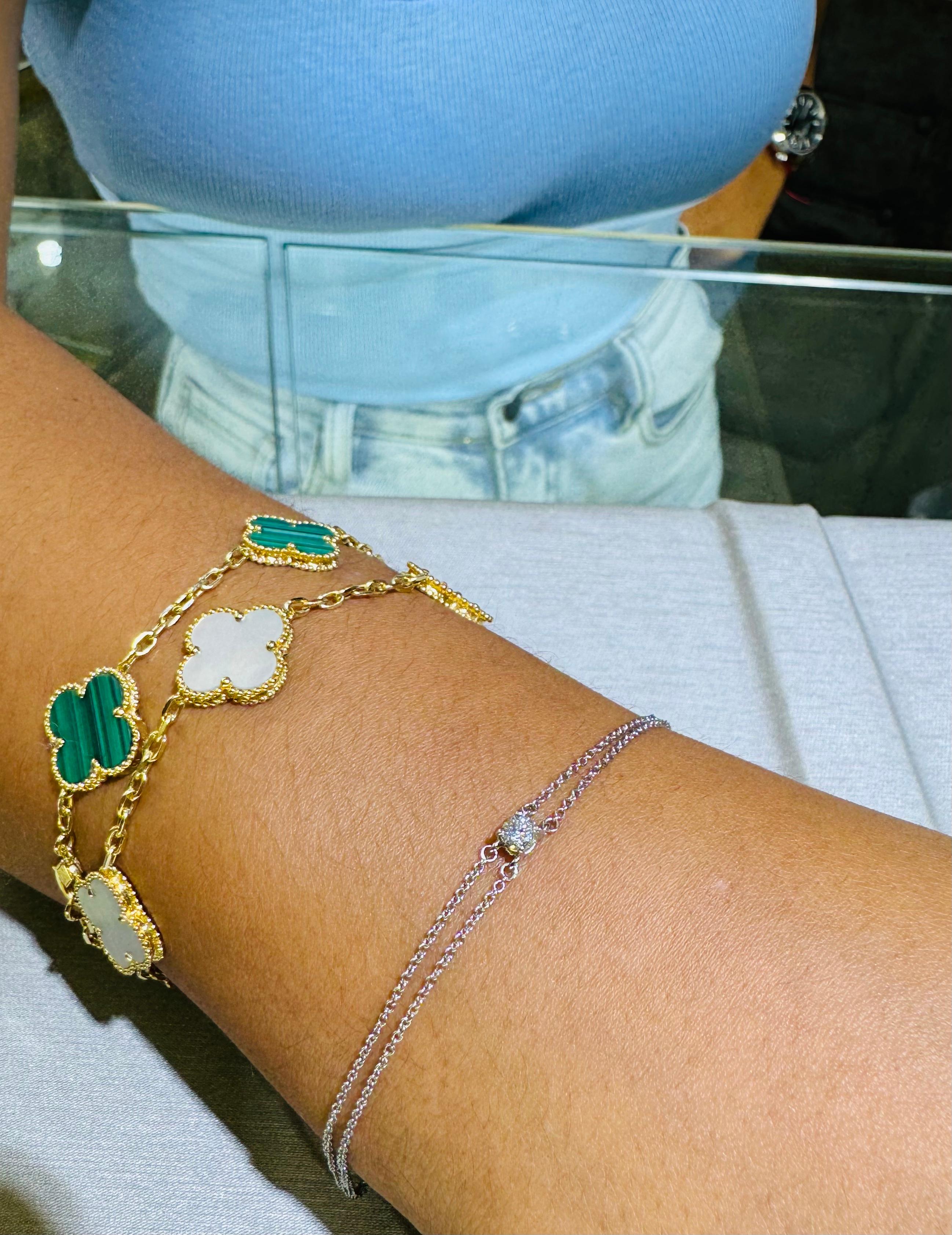 Tiffany & Co. Solitaire Diamond Bracelet Double Strand Platinum 0.17 Carat In Excellent Condition For Sale In MIAMI, FL