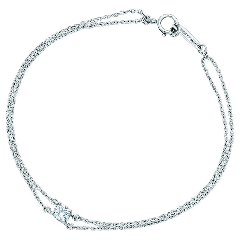 Tiffany & Co. Solitär-Diamant-Armband Doppelstrang Platin 0,17 Karat