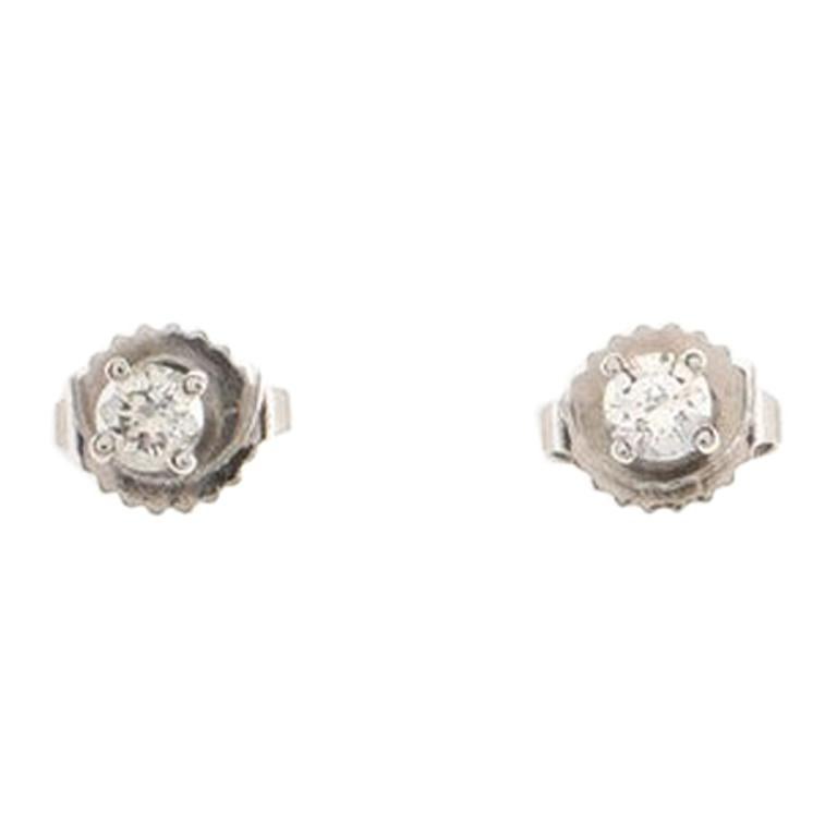 Tiffany & Co. Solitaire Diamond Earrings Platinum and Diamonds .22CT