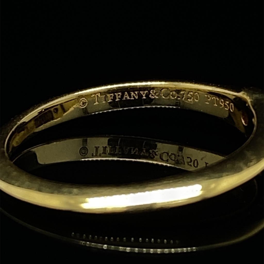 Tiffany & Co. Bague de fiançailles solitaire en or jaune 18 carats avec diamant 0,42 carat Bon état - En vente à London, GB