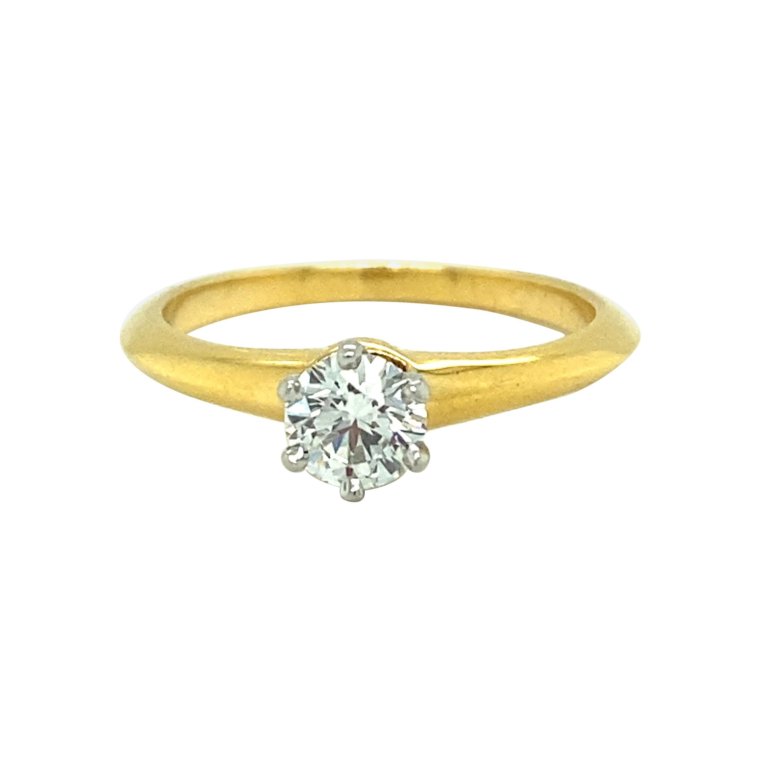 Size P 12 Vintage 18Ct Yellow Gold Solitaire Diamond Engagement Ring