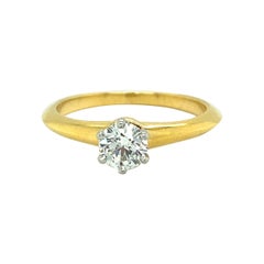 Retro Tiffany & Co. Solitaire Diamond Engagement Ring 18 Karat Yellow Gold 0.42 Carat