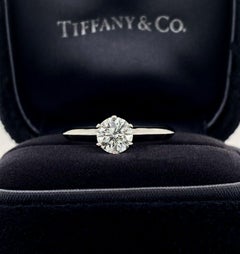 Tiffany & Co. Solitaire Diamond Engagement Ring .74 Ct GVVS1 Round in Platinum