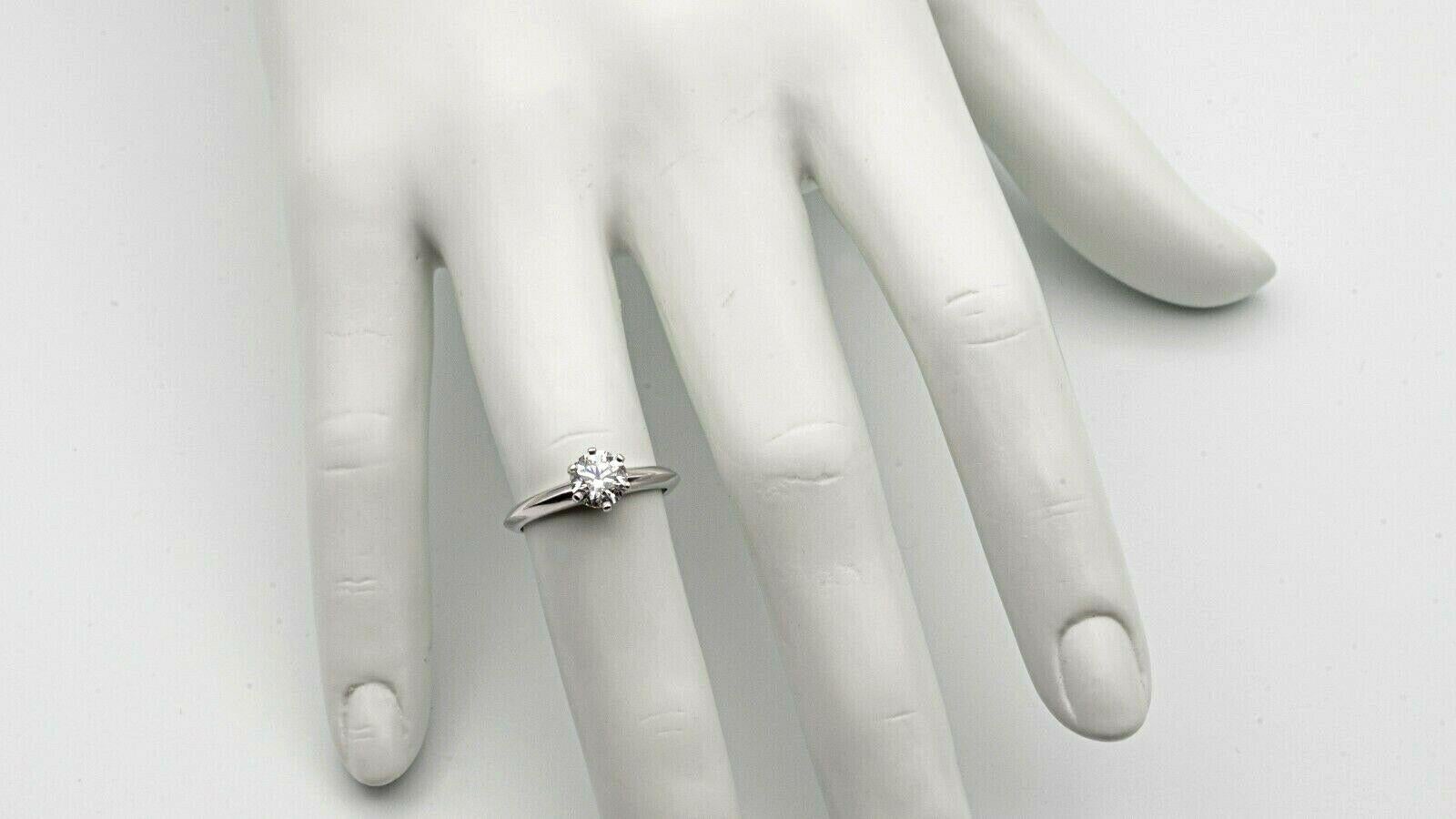 Tiffany & Co. Solitaire Diamond Engagement Ring .74 Ct GVVS1 Round in Platinum 2