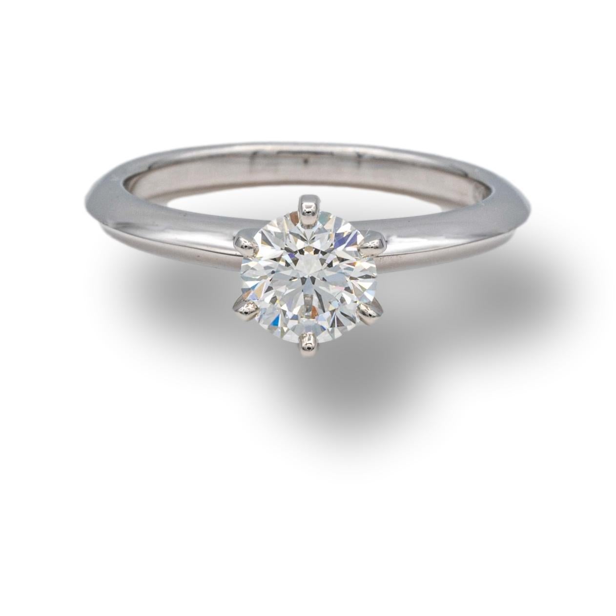 Women's Tiffany & Co. Solitaire Diamond Engagement Ring .80 Ct Round Center IVVS1 Plat