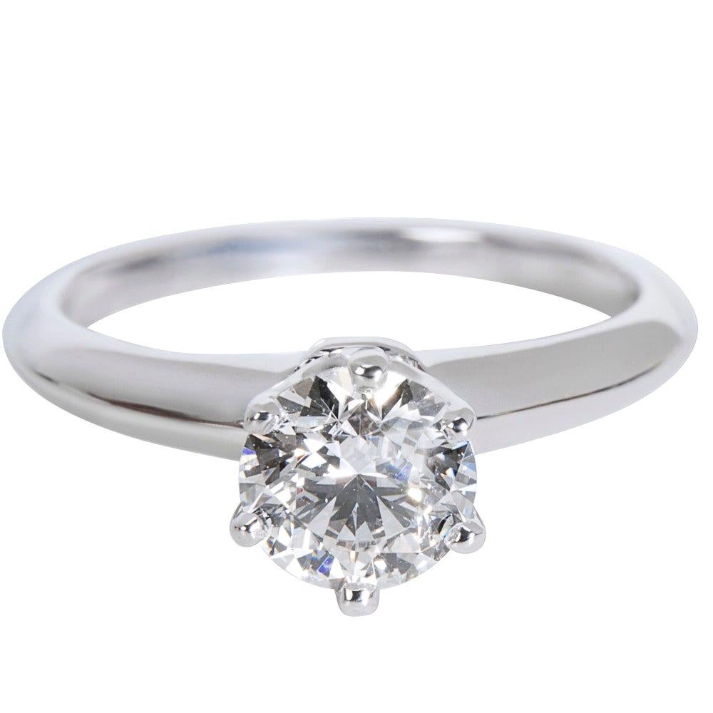 Tiffany & Co. Solitaire Diamond Engagement Ring in Platinum 0.82 Carat