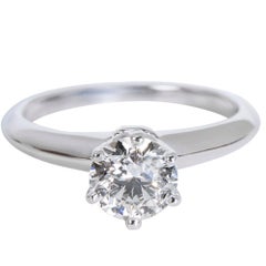 Tiffany & Co. Solitaire Diamond Engagement Ring in Platinum 0.82 Carat