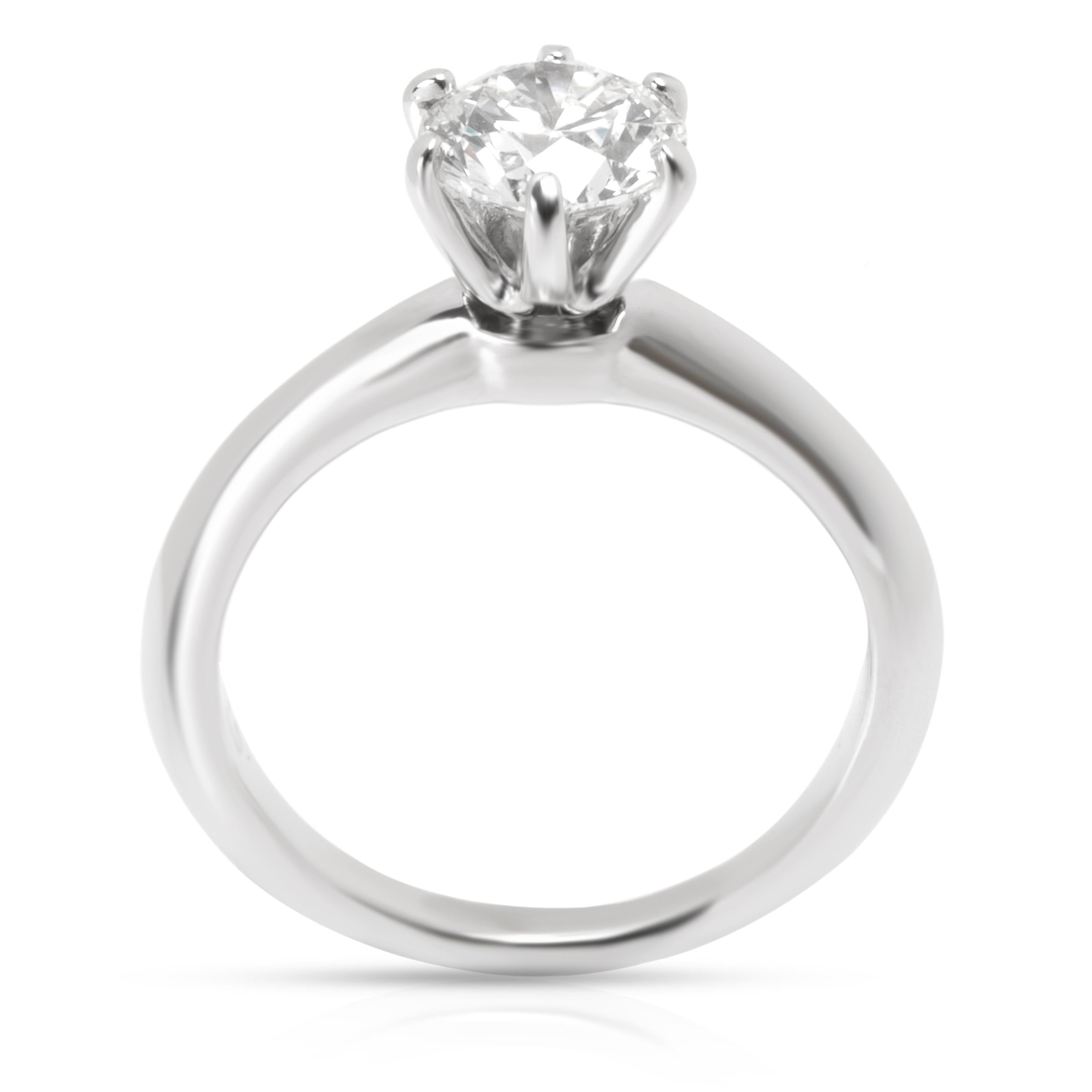 Round Cut Tiffany & Co. Solitaire Diamond Engagement Ring in Platinum '1.10 Carat I/VS2'