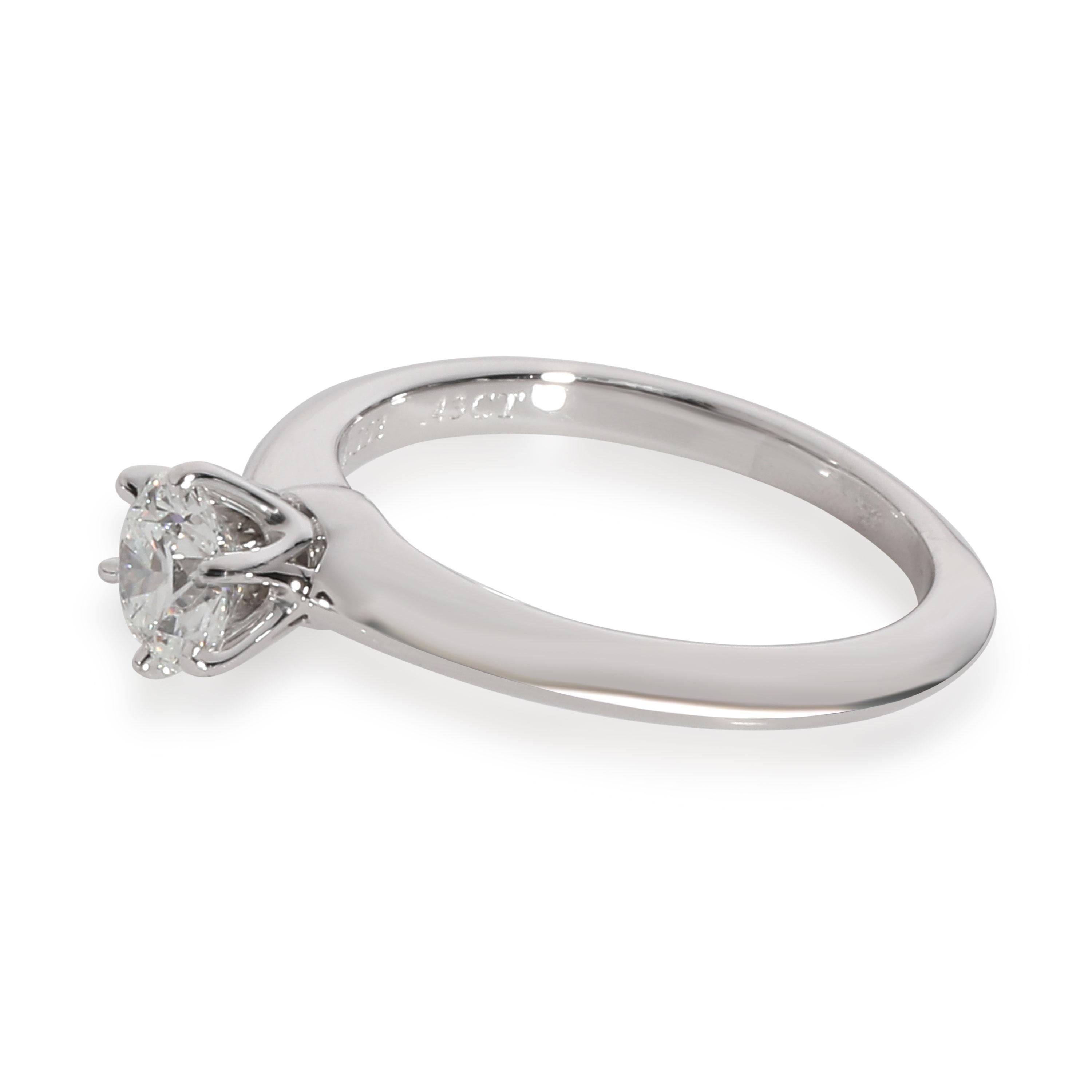 Round Cut Tiffany & Co. Solitaire Diamond Engagement Ring in Platinum E VVS2 0.43 Carat